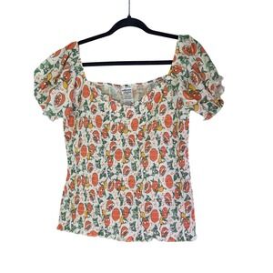 Disney Vault Collection Orange Bird Puff Sleeve Smocked Peasant Top
